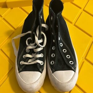 Converse Chuck Taylor All Star Lugged High Platform Shoes Black White Womens